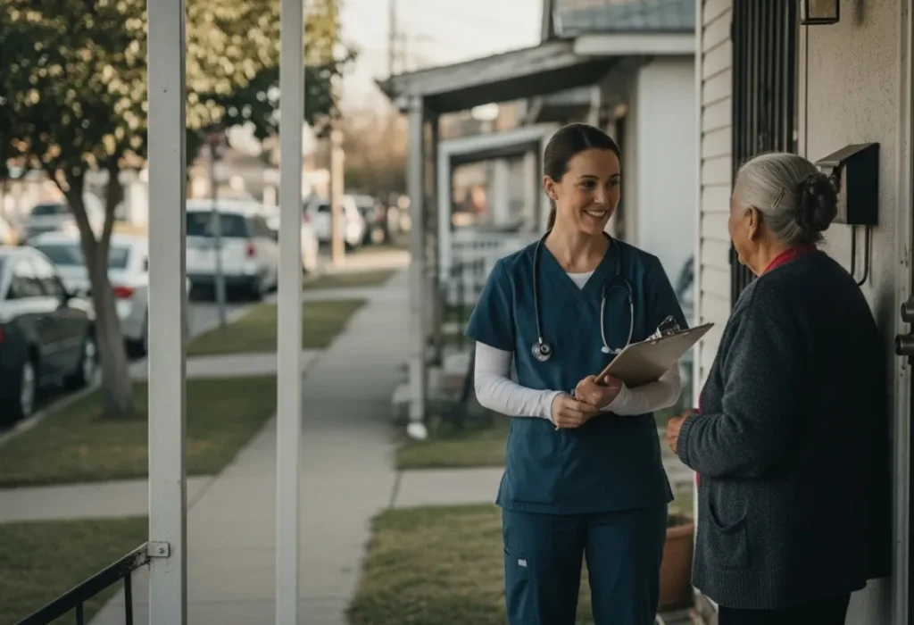 nurse conducting health assessment