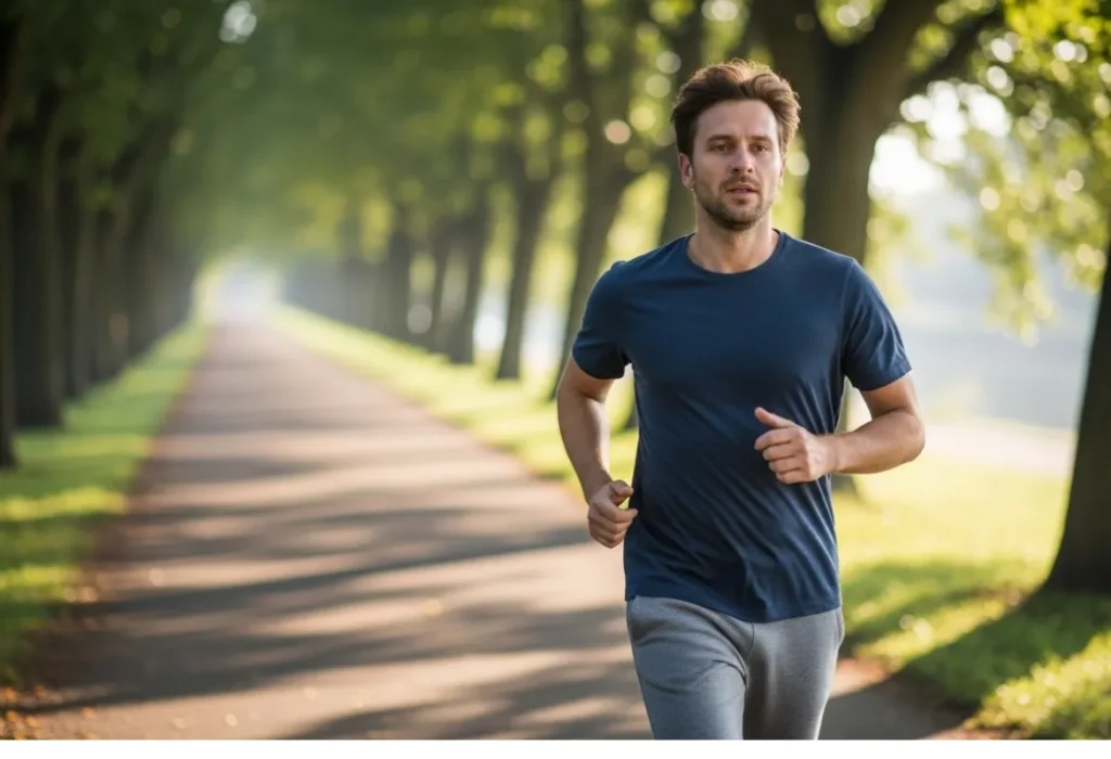 man jogging morning path